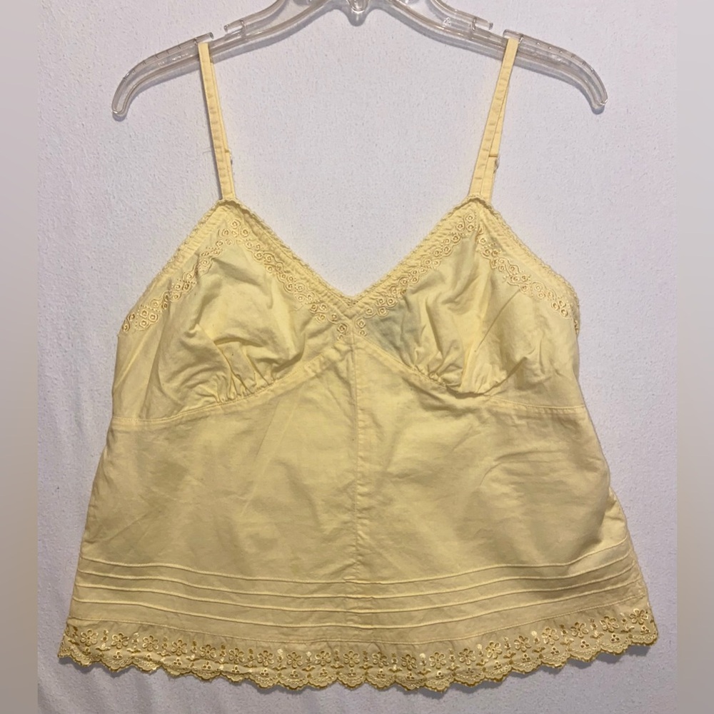 Yellow Lace-Trim Cami Tank Top - Women